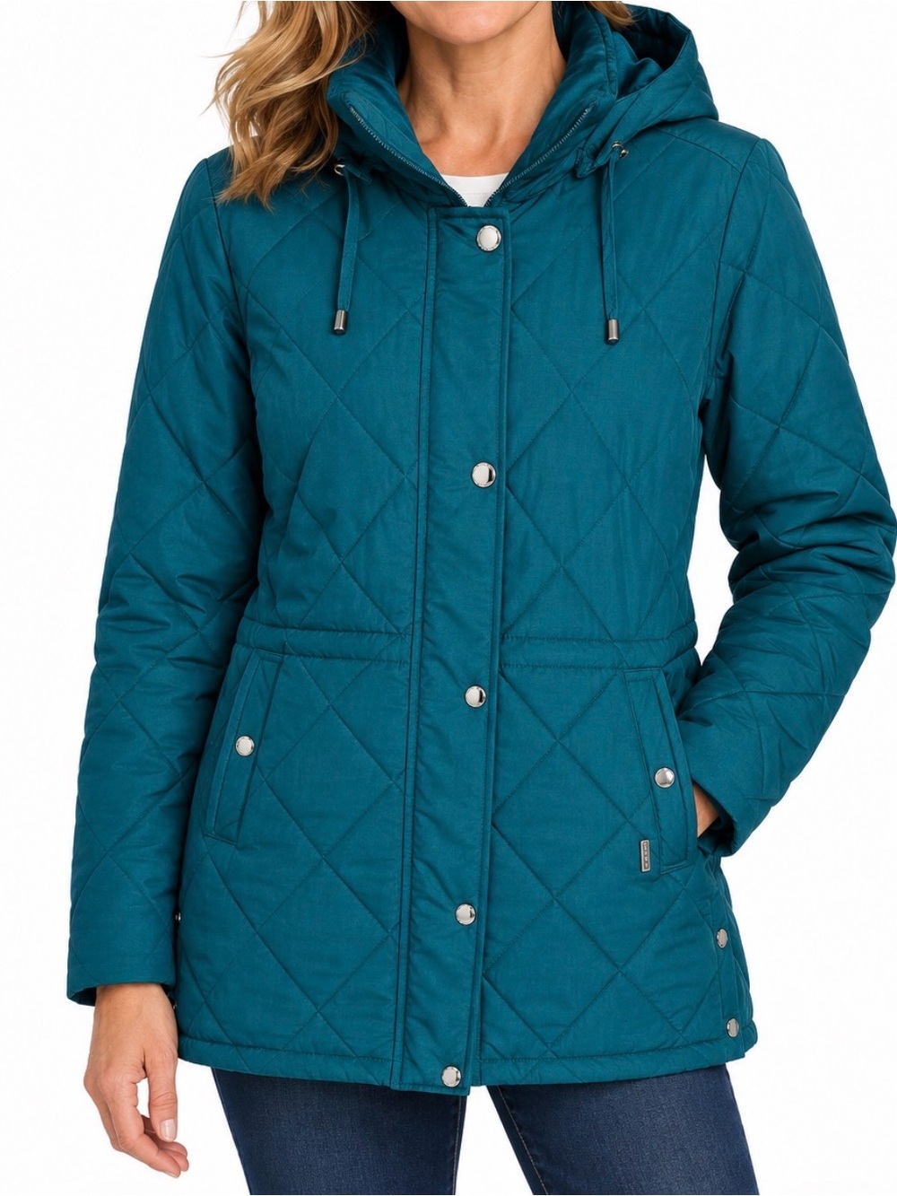 Liz Claiborne Women's Teal Quilted Hooded Puffer Coat Small excel gently worn